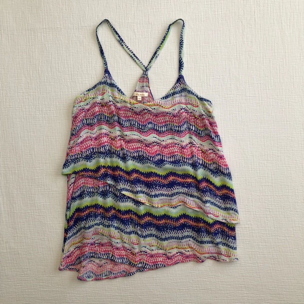 New Ella Moss Woven Asymmetrical Racerback Tank XS